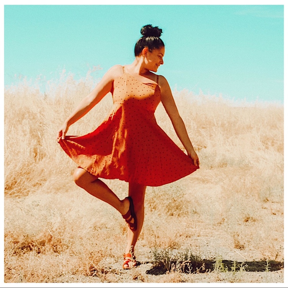 Polka dot dot and flare dress size M